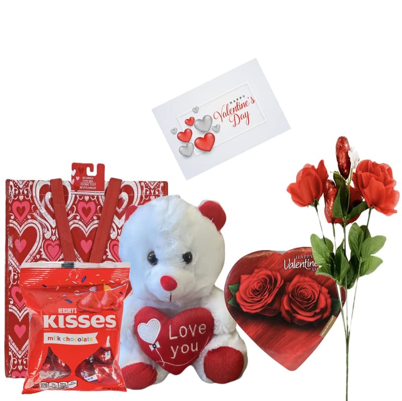 Valentine's Day Gift Basket with Teddy Bear & Chocolates
