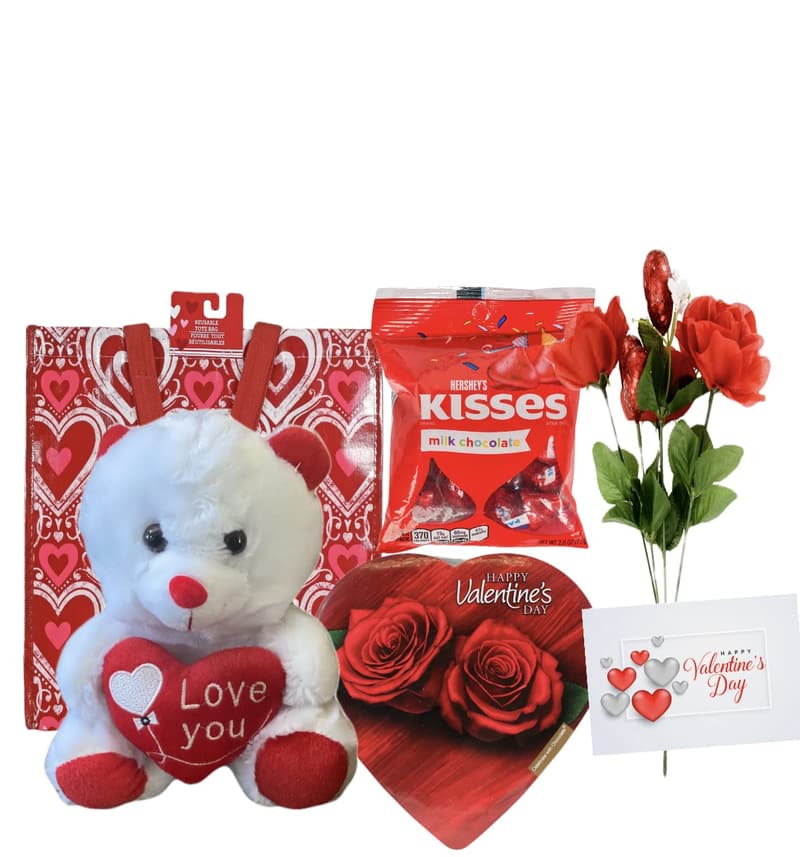 Valentine's Day Gift Basket with Teddy Bear & Chocolates