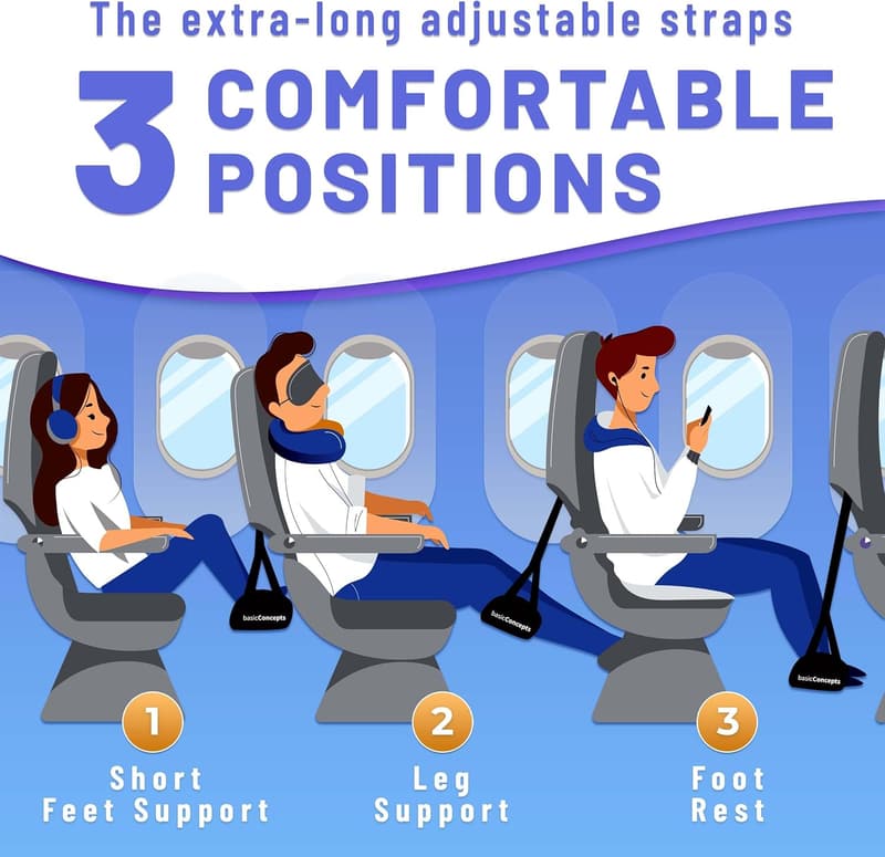 Airplane Footrest Hammock with Memory Foam - Travel Comfort