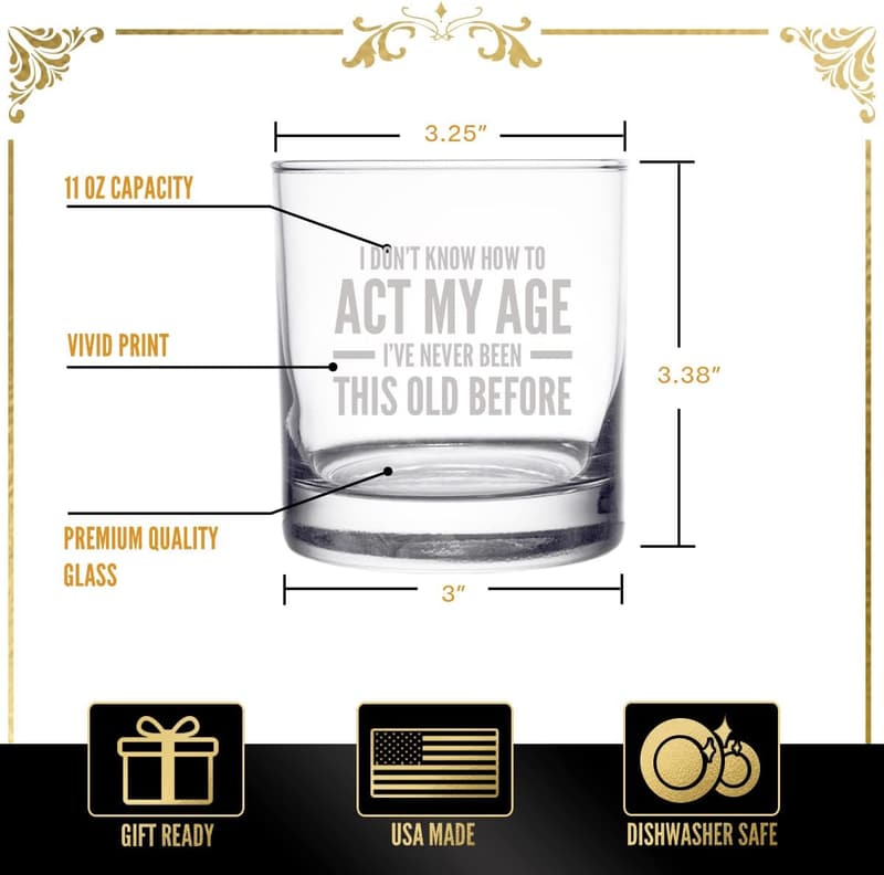 Funny Whiskey Rocks Glass - 11oz Gag Gift for Dad