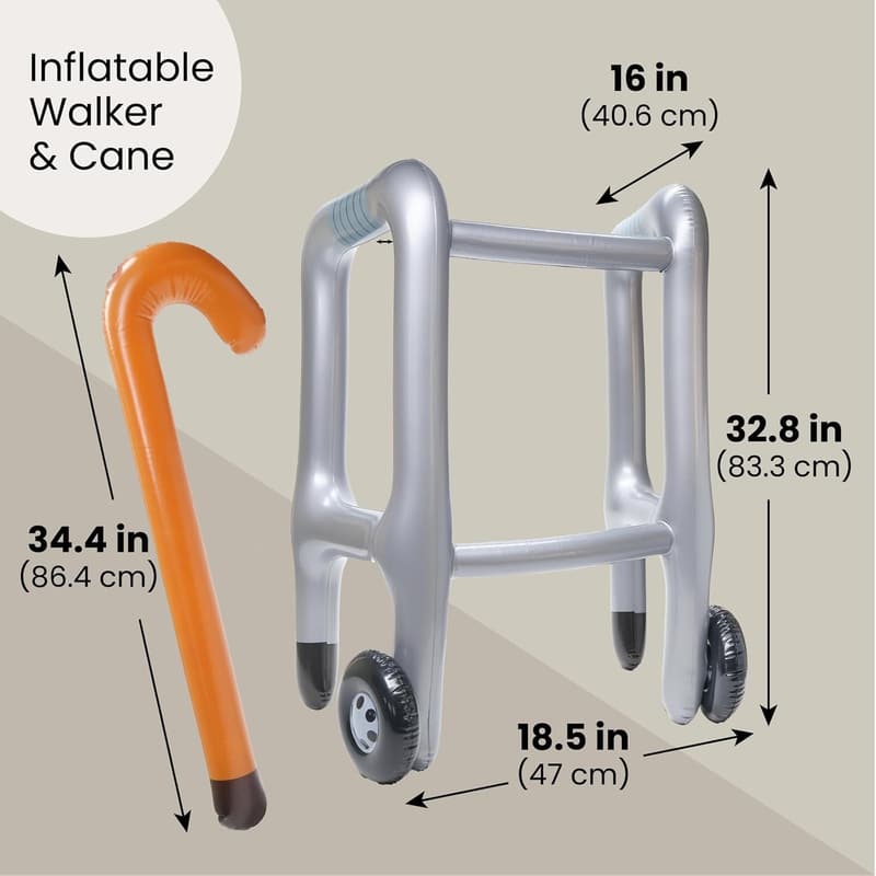 Over The Hill Birthday Inflatable Walker and Cane Set