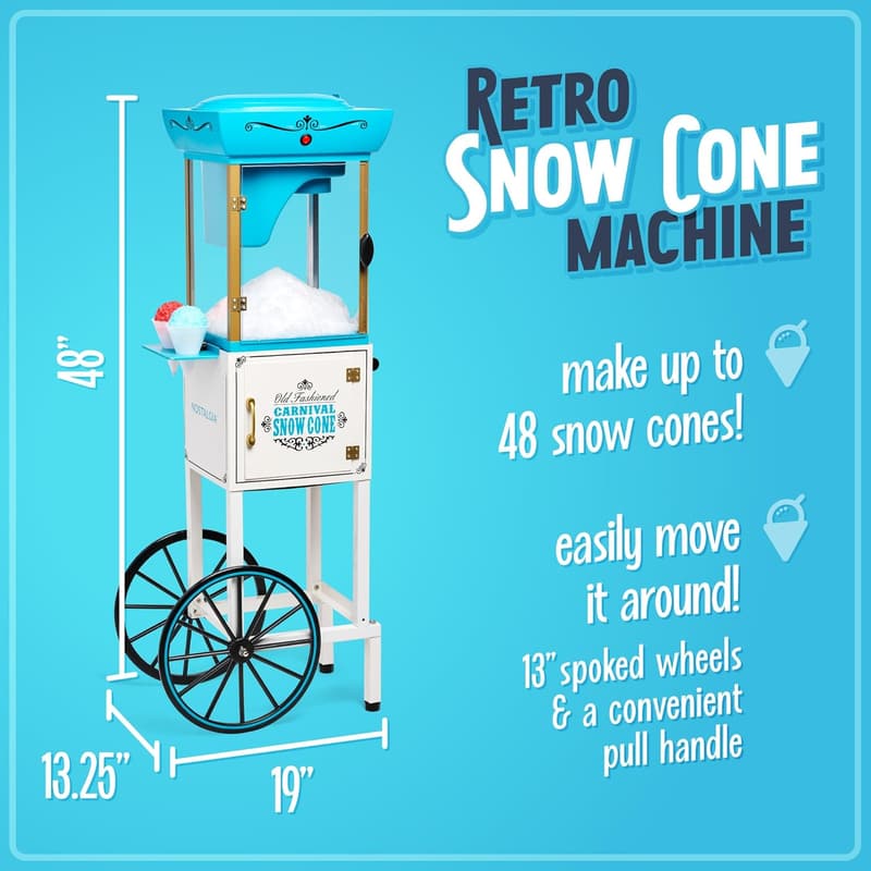Retro Snow Cone Machine for 48 Icy Treats - Portable Design