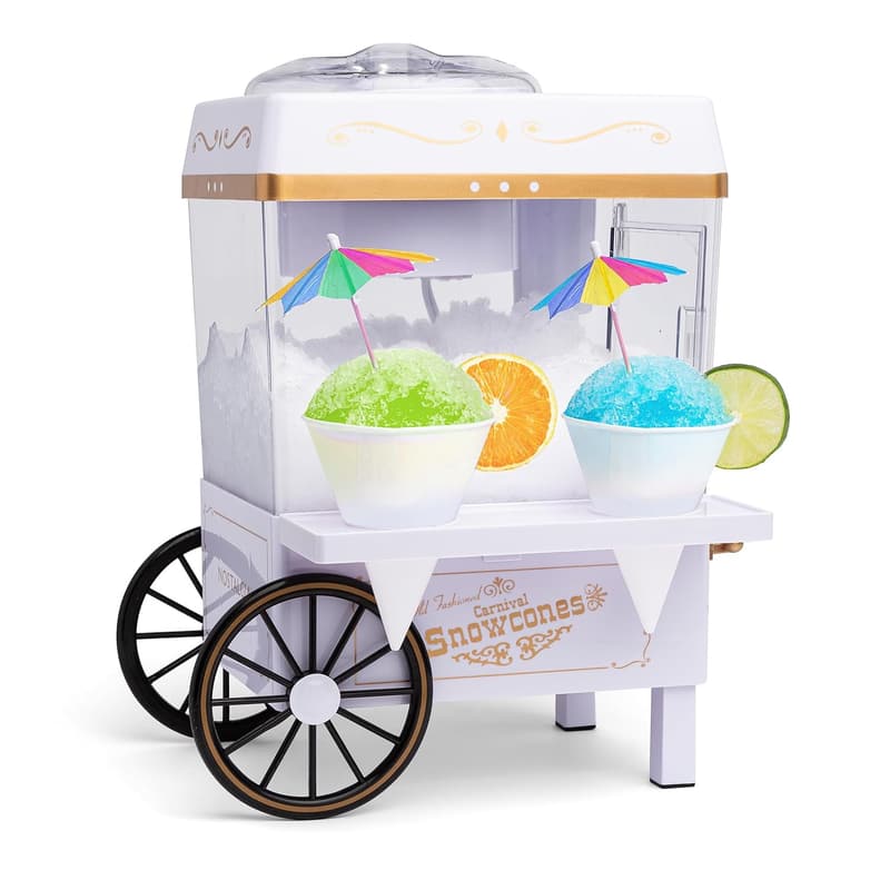 Retro Shaved Ice Machine with 2 Cups & Ice Scoop