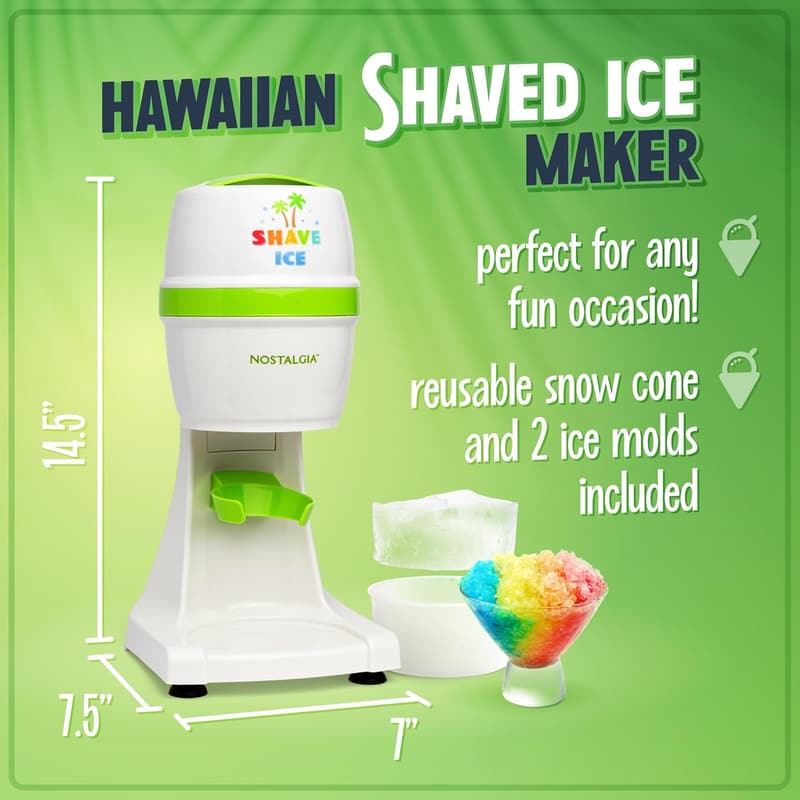 Retro Snow Cone Maker with Reusable Cup & Ice Molds