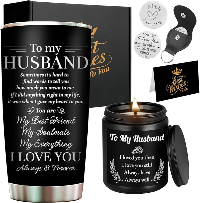 Father's Day Gift Set for Husband - Tumbler & Candle Box
