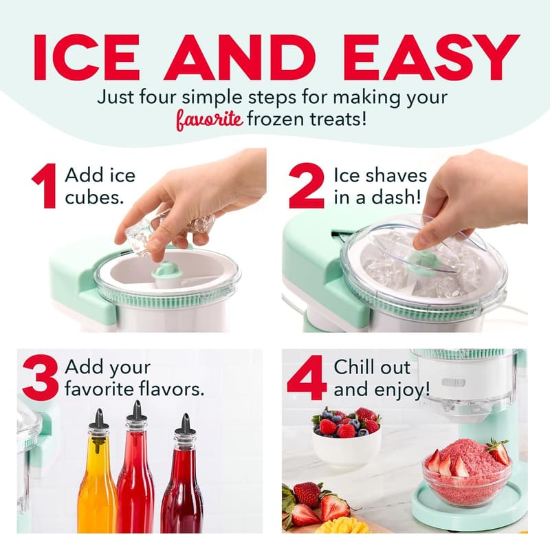 Aqua Shaved Ice Maker: Multi-Purpose Slushie Machine with Stainless Steel Blades