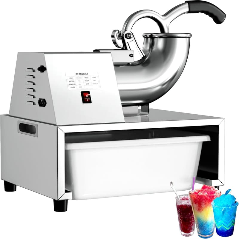Commercial 300W Snow Cone Machine with 500LB/H Ice Capacity