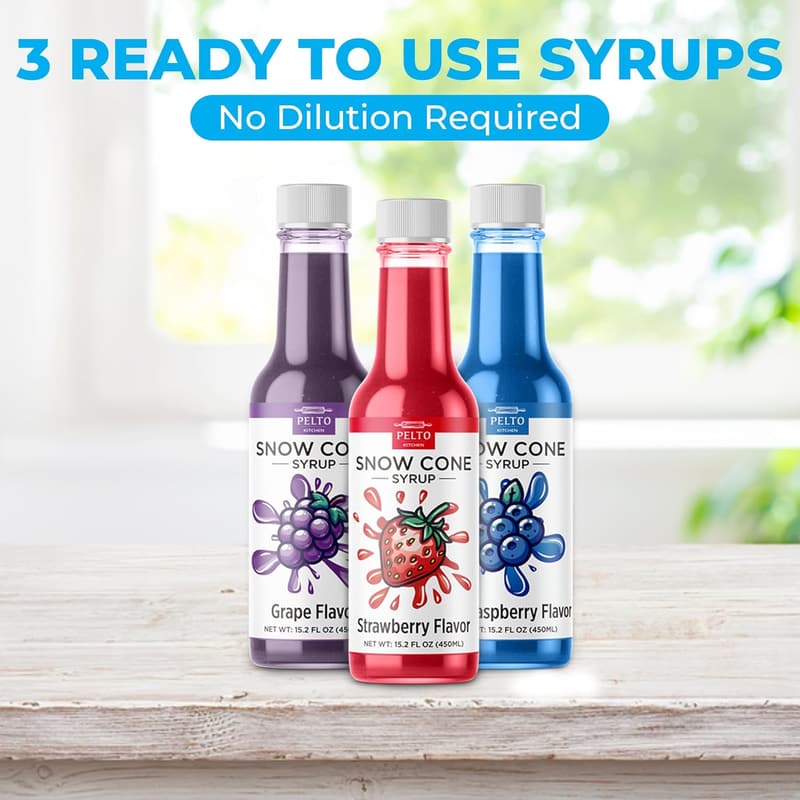 Electric Snow Cone Machine Set with 3 Flavors for Kids' Parties