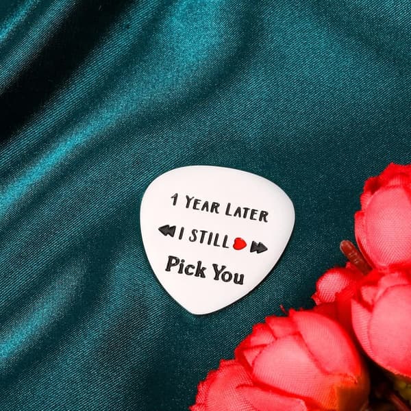 1st Anniversary Guitar Pick Gift for Couples, Personalized