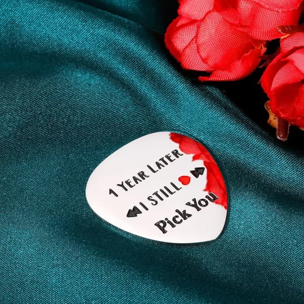 1st Anniversary Guitar Pick Gift for Couples, Personalized