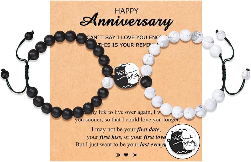 Matching Cute Cat Couples Bracelets for Him & Her