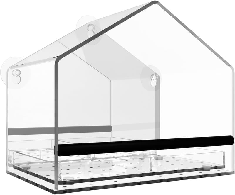 Clear Acrylic Window Bird Feeder with Strong Suction Cups
