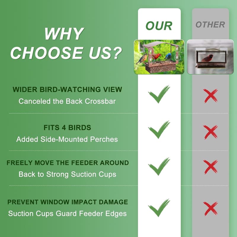 Window Bird Feeder with Suction Cups for Bird Watching