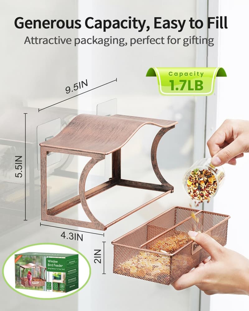Outdoor Metal Bird Feeder with Strong Suction Cups