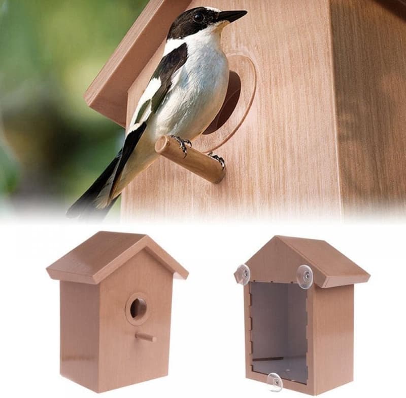 Spy Window Birdhouse - One-Way Mirror Nesting House for Outdoors