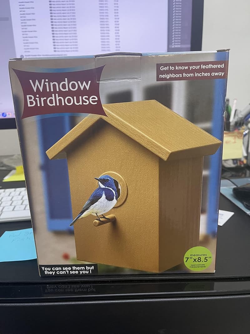 Spy Window Birdhouse - One-Way Mirror Nesting House for Outdoors