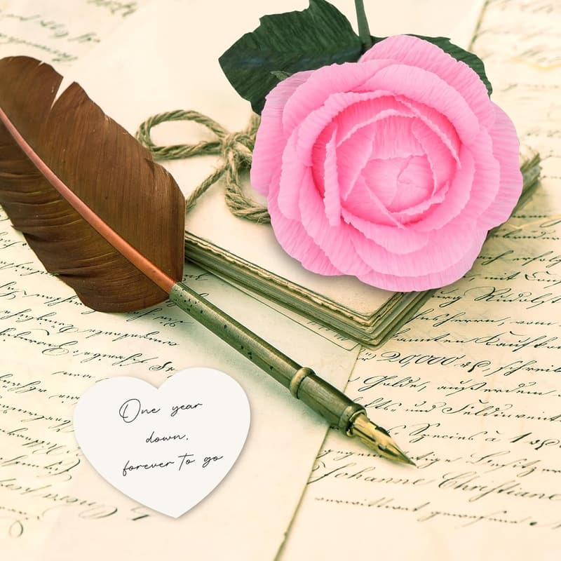 1st Anniversary Handmade Paper Rose Keepsake with Message Card