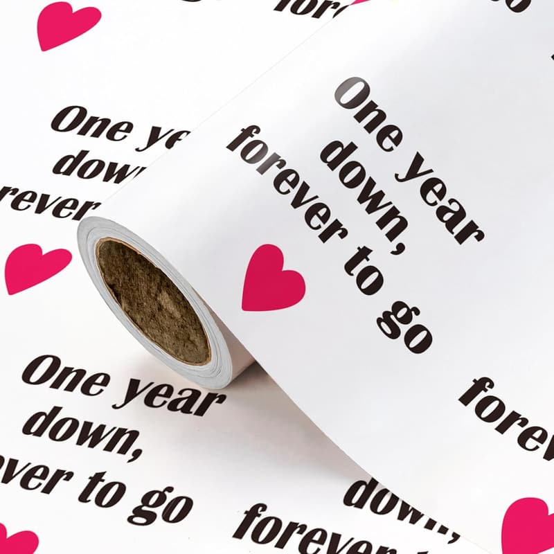 1 Year Anniversary Wrapping Paper Roll - Red Love Design