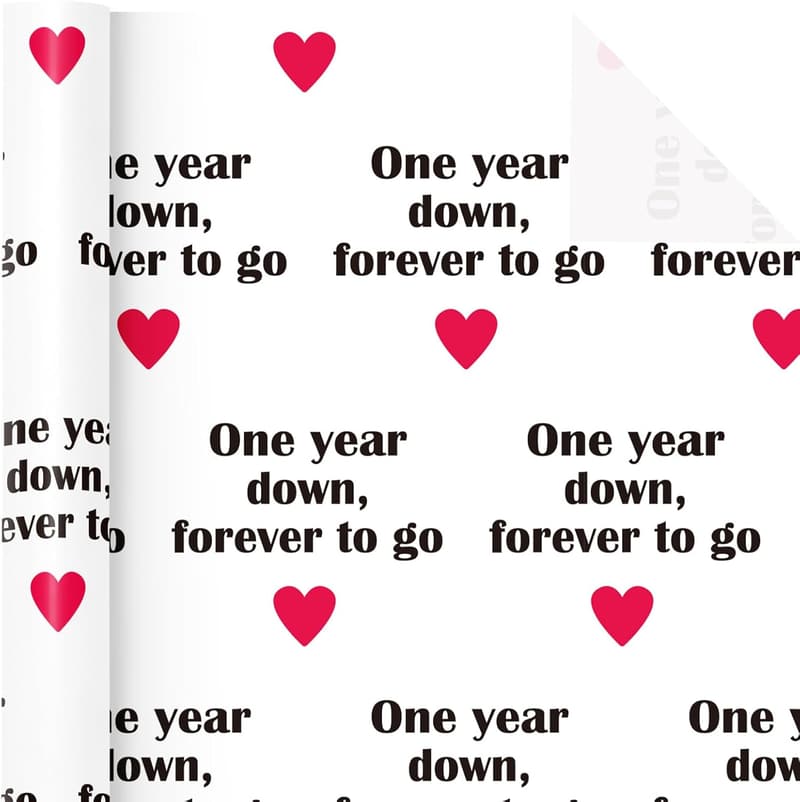 1 Year Anniversary Wrapping Paper Roll - Red Love Design