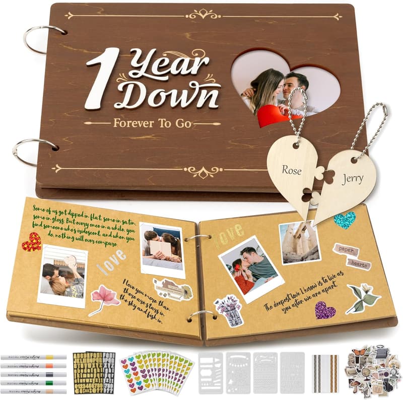 1st Anniversary Wooden Scrapbook Craft Kit for Couples