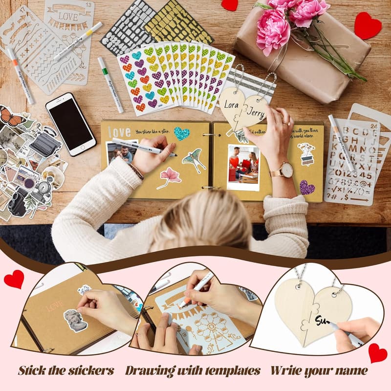 1st Anniversary Wooden Scrapbook Craft Kit for Couples