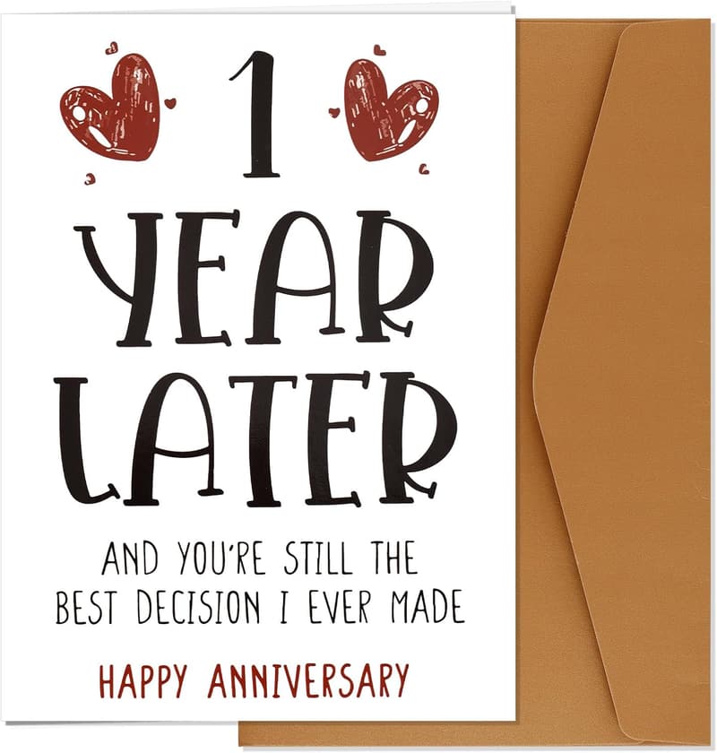 First Anniversary Card with Envelope for Couples
