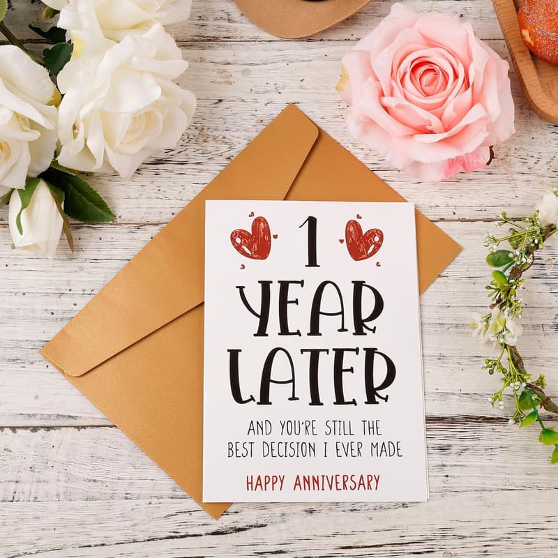 First Anniversary Card with Envelope for Couples