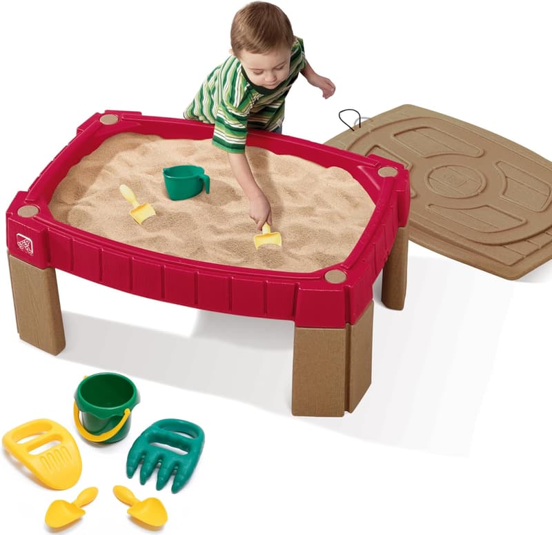 Kids Outdoor Sand Activity Table with 5 Accessories - Toddler 2+