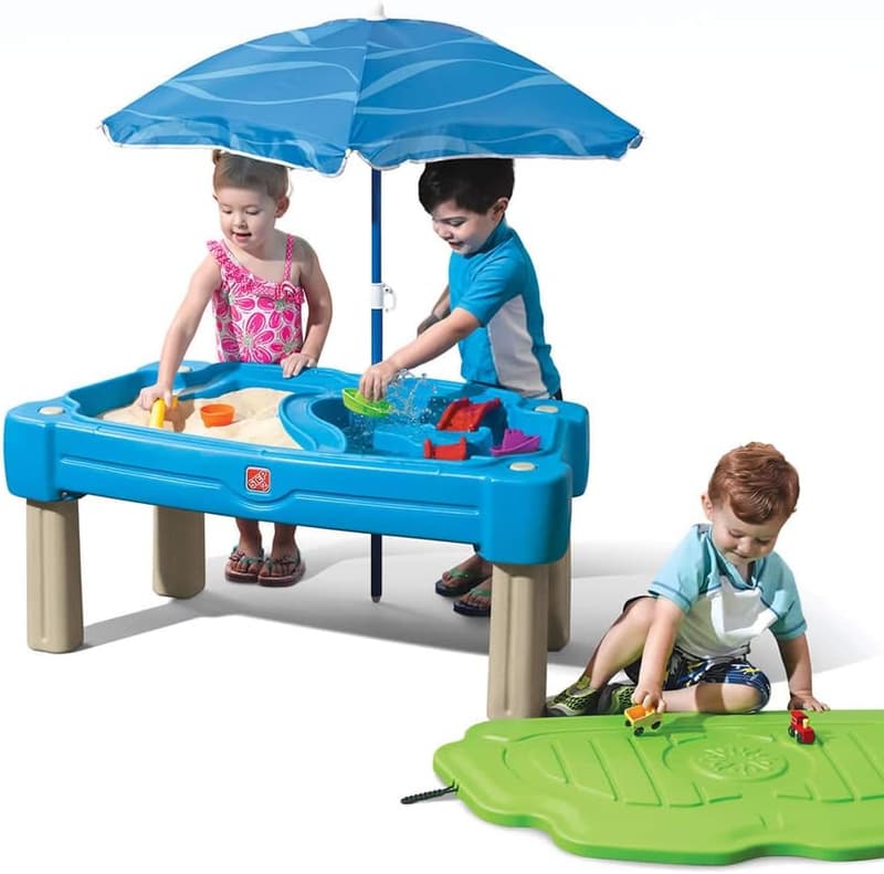 Cascading Cove Sand and Water Table with Umbrella for Toddlers