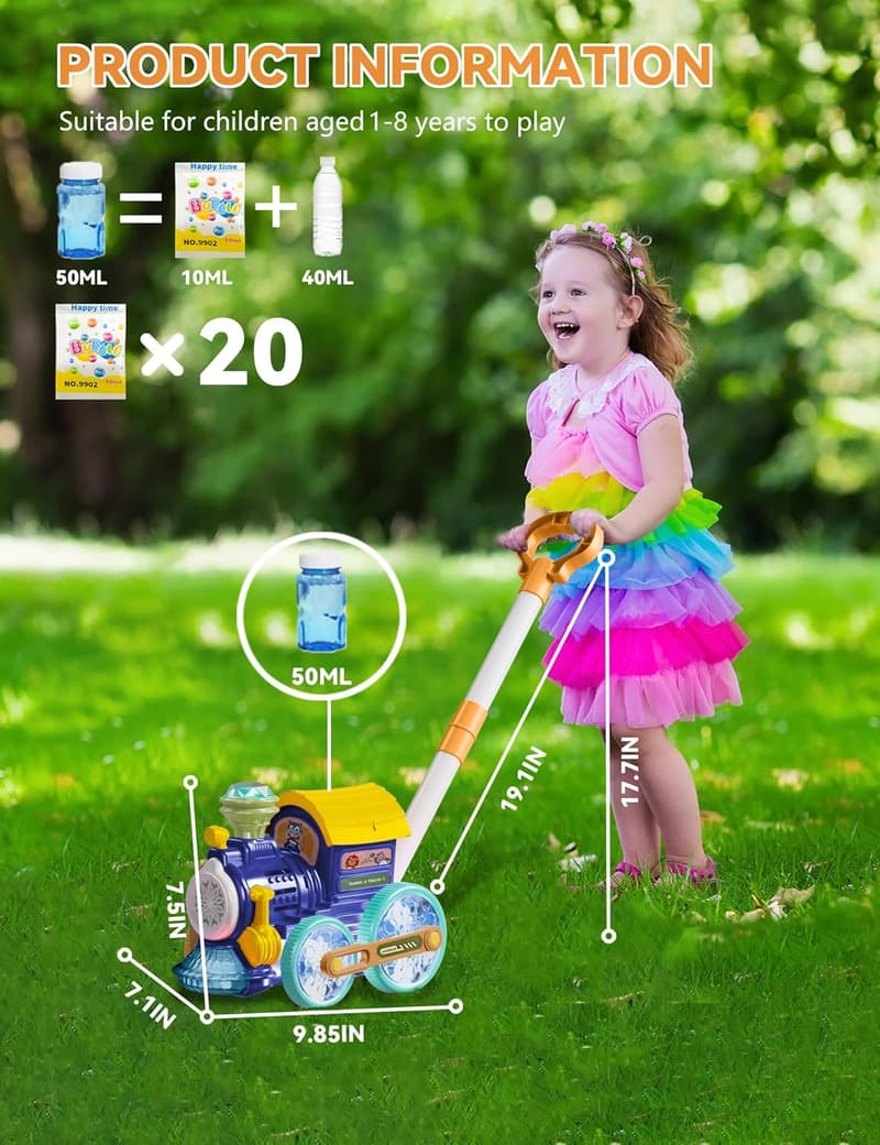 Bubble Machine Music Train for Toddlers, Outdoor Summer Fun