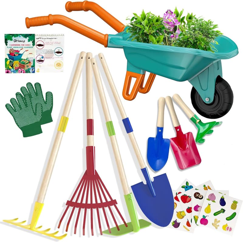 Kids Gardening Tool Set with Wheelbarrow for Toddlers