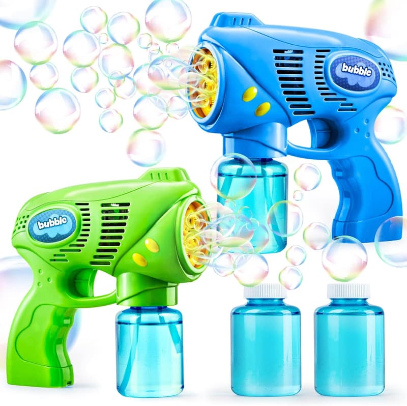 Kids Bubble Gun Set with Refill Solution - Summer Party Toy