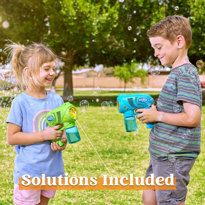 Kids Bubble Gun Set with Refill Solution - Summer Party Toy