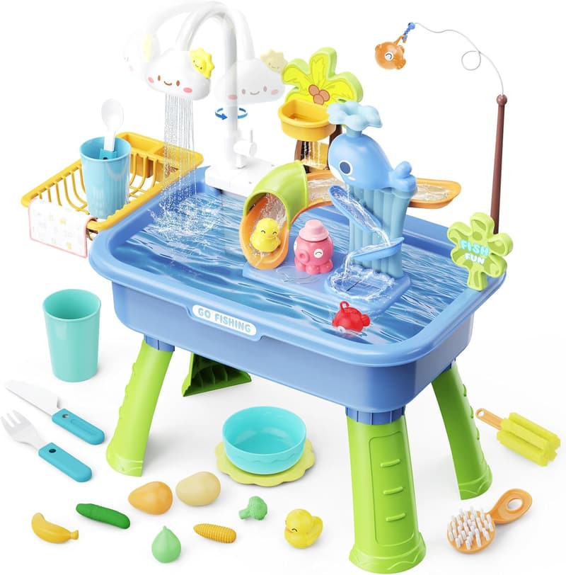 Interactive Water Table for Toddlers 1-8 with Pump and Toys
