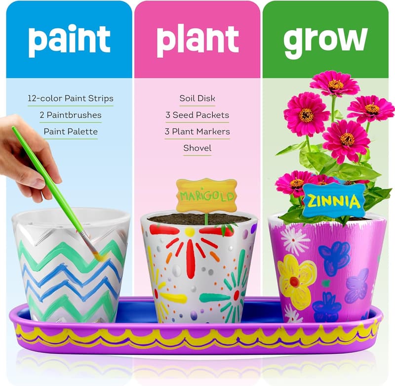 Kids' Gardening Kit: Paint & Plant Flower Project for Ages 6-12