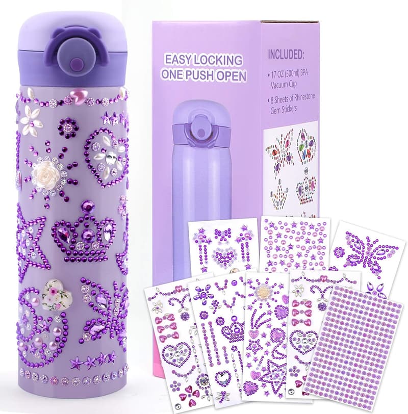 DIY Water Bottle Craft Kit for 7-Year-Old Girls - BPA-Free 17 oz