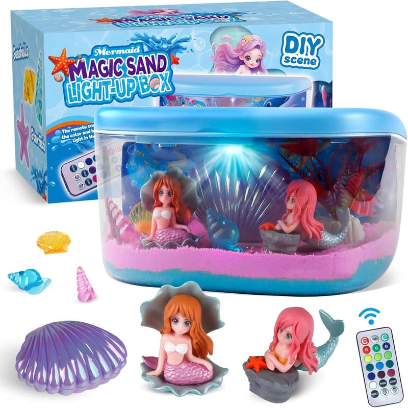 DIY Mermaid Terrarium Kit with LED Light - Creative Birthday Gift for Girls