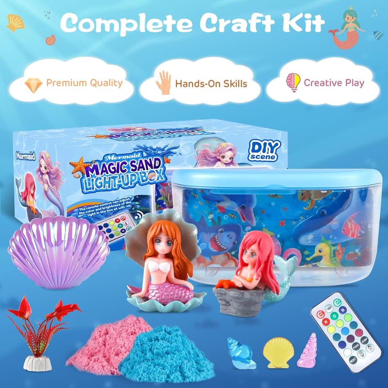 DIY Mermaid Terrarium Kit with LED Light - Creative Birthday Gift for Girls