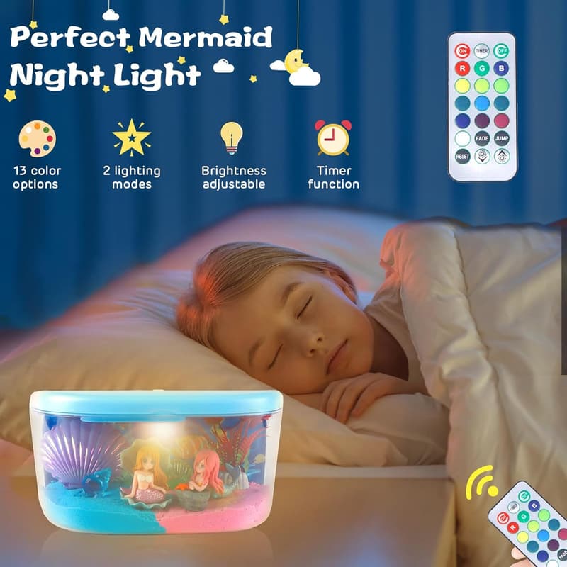 DIY Mermaid Terrarium Kit with LED Light - Creative Birthday Gift for Girls