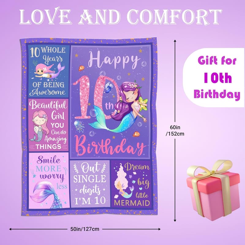 10th Birthday Blanket Gift for Girls - 60