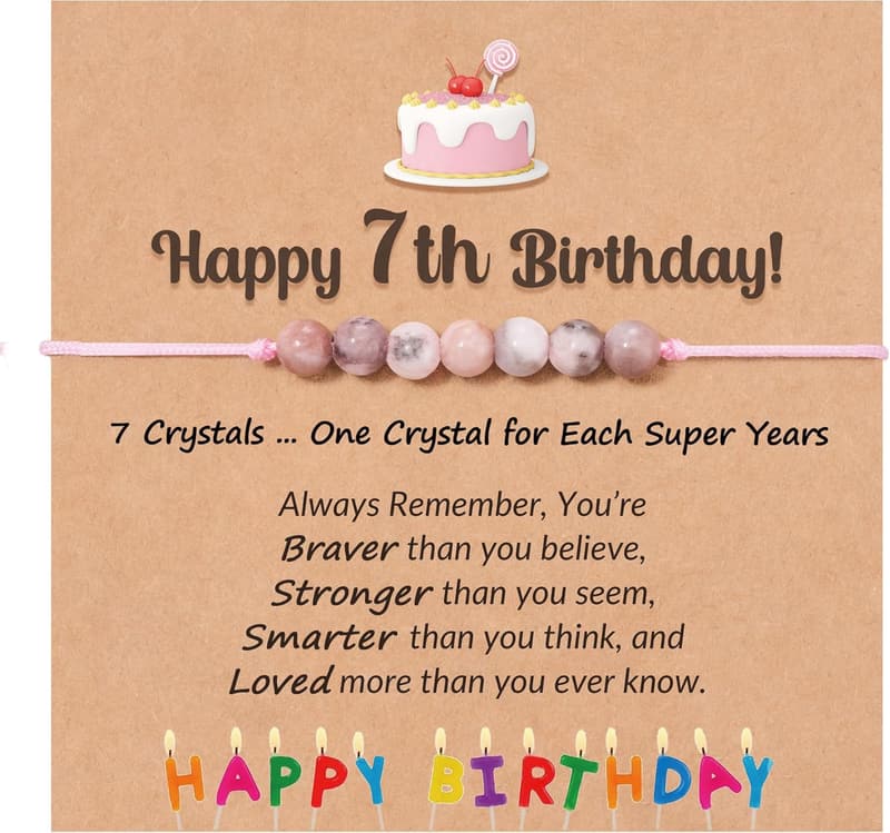 Happy Birthday Pink Zebra Natural Stone Bracelets for Girls
