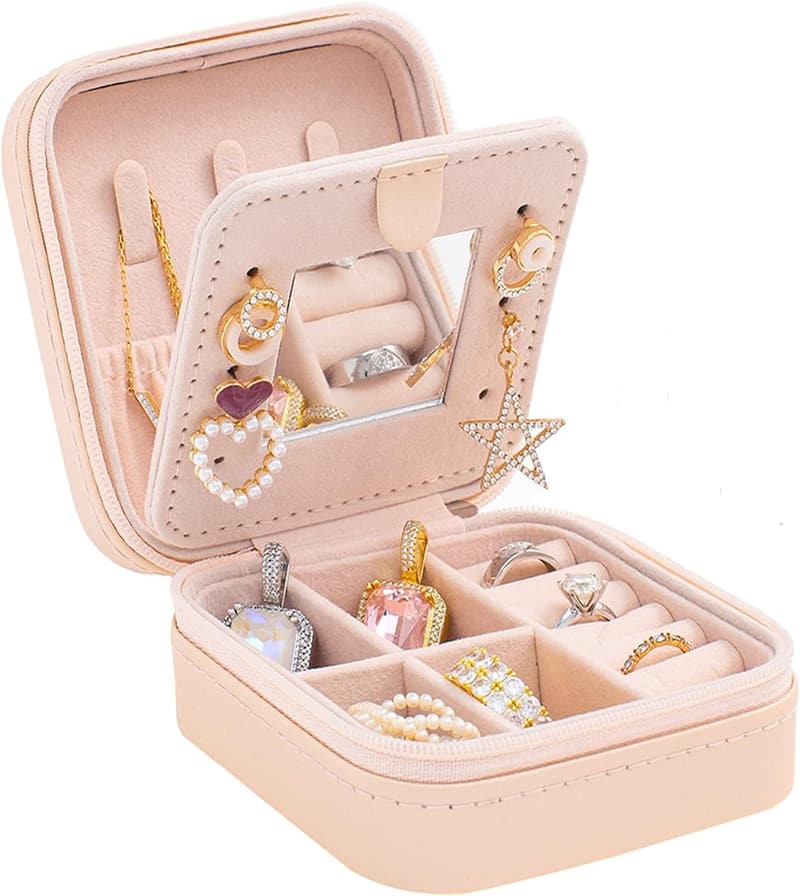 Travel Jewelry Case Organizer with Mirror - Gift for Women