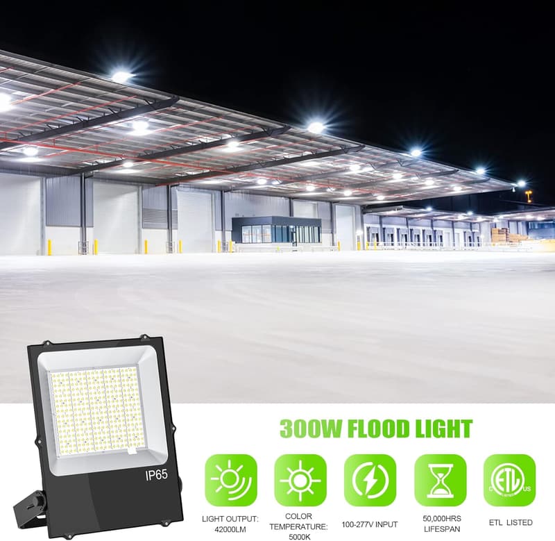 LED Stadium Flood Light - 300W, 42000LM, IP65 Waterproof