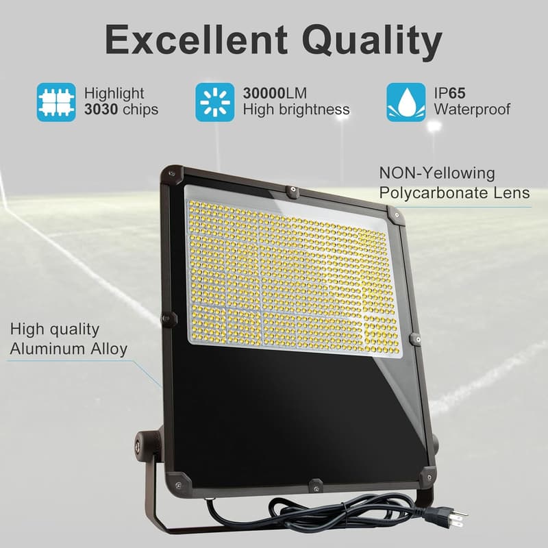 200W LED Flood Light with Dusk to Dawn Photocell - 2 Pack