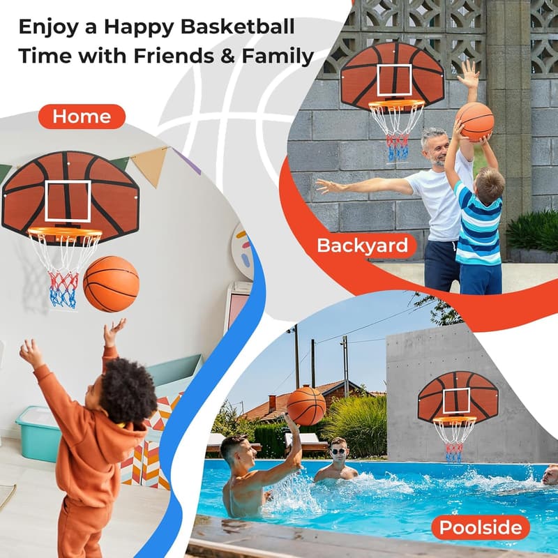 Indoor/Outdoor Wall-Mounted Basketball Hoop with Shatter-Proof Backboard