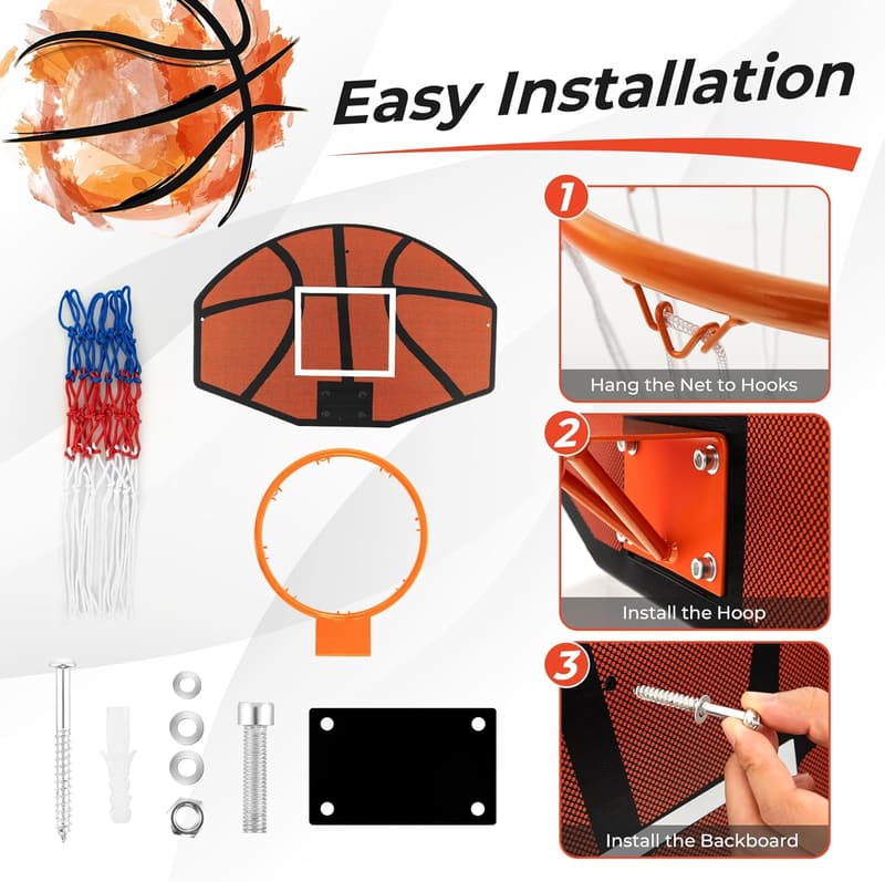 Indoor/Outdoor Wall-Mounted Basketball Hoop with Shatter-Proof Backboard