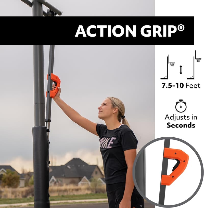 Height Adjustable In-Ground Basketball System with 50