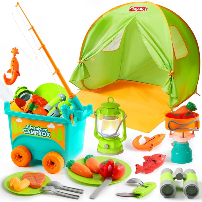 Kids Camping Adventure Playset with Tent & Wagon, Ages 3-6