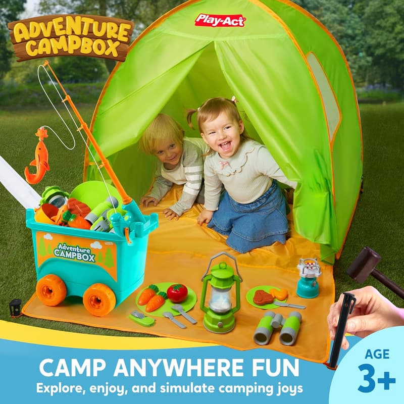 Kids Camping Adventure Playset with Tent & Wagon, Ages 3-6