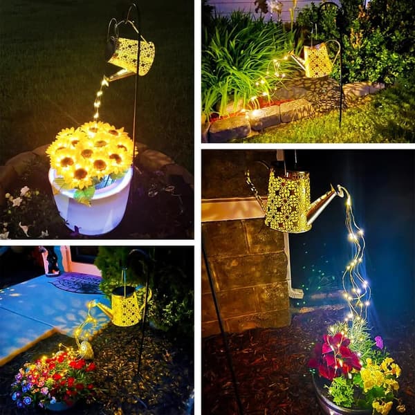 Outdoor Solar Watering Can Lights - Retro Metal Garden Decor